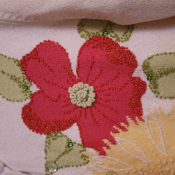 Talbots Floral Beaded Cardigan - Picture 3 of 4